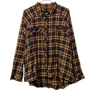 Wild Fable Yellow Plaid Button Down Shirt Size XXL